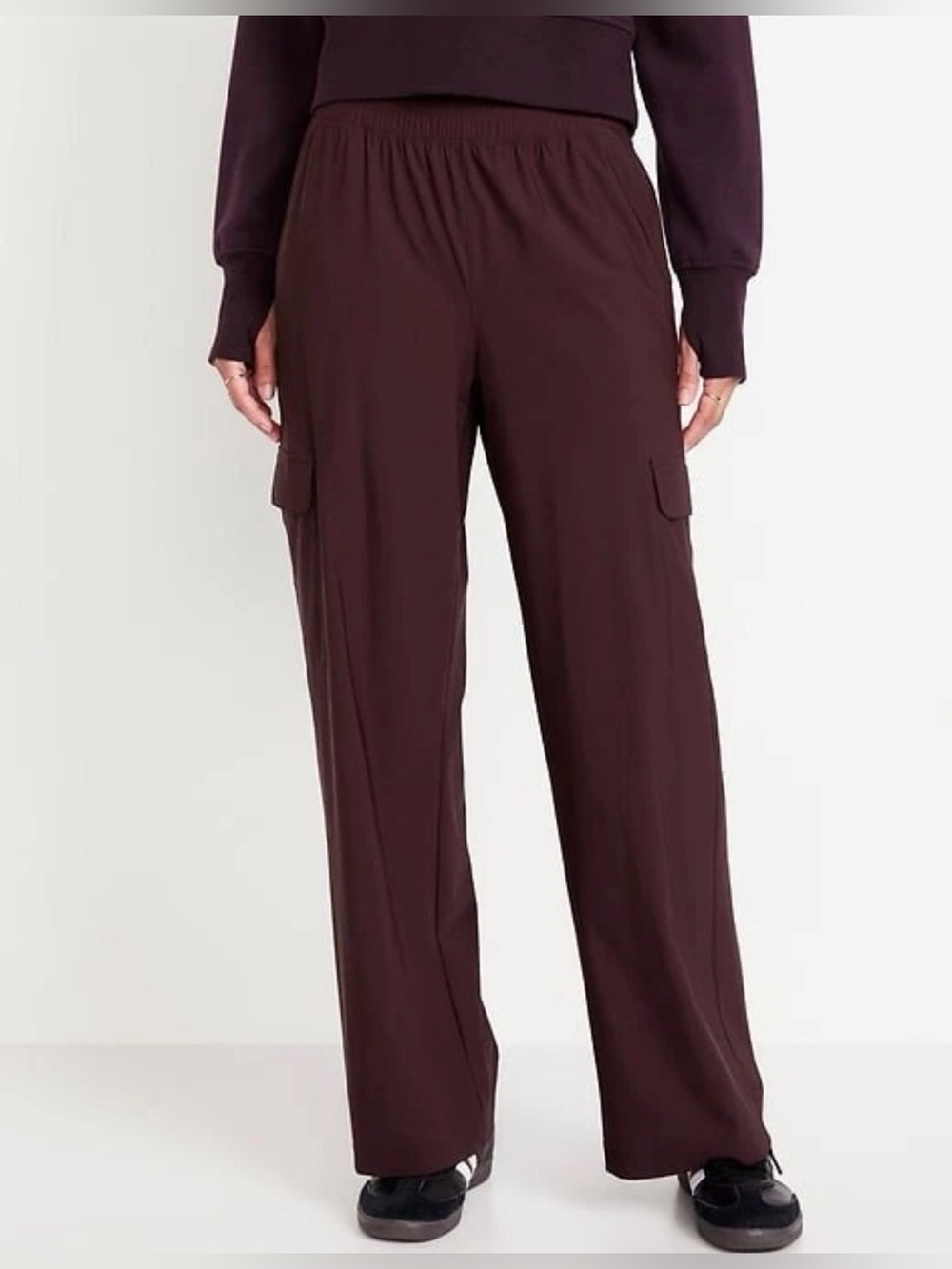Old Navy Sleektech Go Dry High Waist Wide Leg Cargo Pants Boxwood Maroon 2X